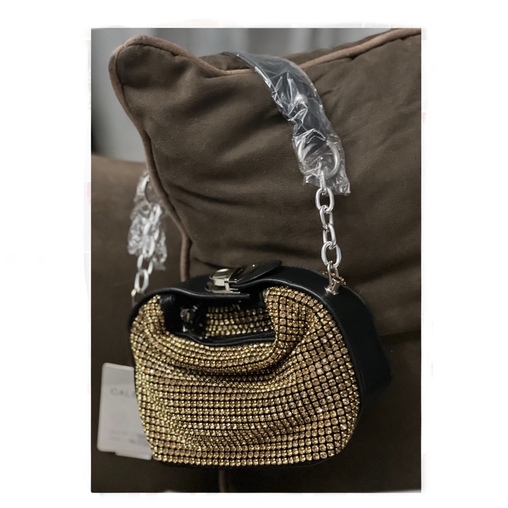 Gold & Black Caleesa Hand Bag w/Shoulder strap